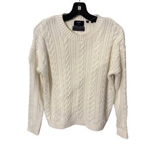 SUPERDRY Women’s  White Cable Knit Crew Neck  Sweater Sz US 8 UK 12 EU 40